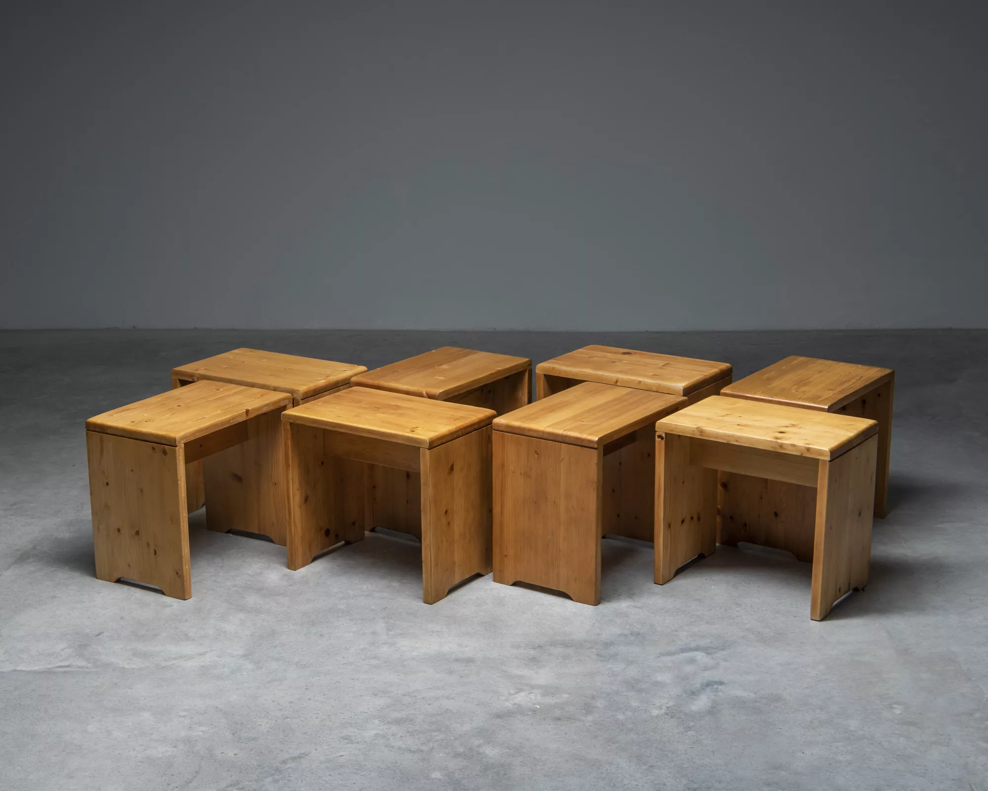 3 benches in solid pine, Charlotte Perriand for 'Les Arcs' Ski Resort,  1960s - The Bruno Effect
