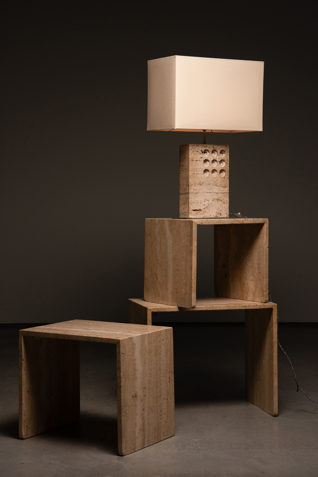 TRAVERTINE TABLE LAMP FRATELLI MANELLI