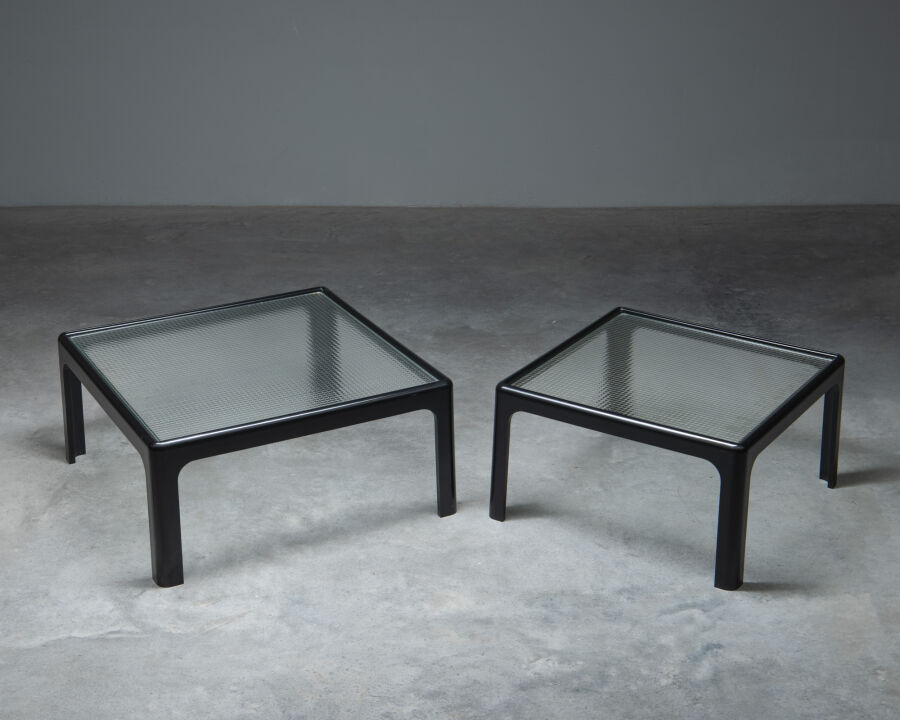 3672-3673pair-of-low-tables-black-plastic-frame-and-wired-glass-top-1