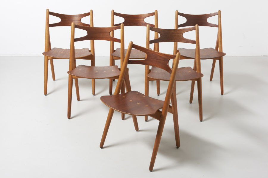 modest furniture vintage 1825 hans wegner sawbuck chairs teak and oak carl hansen 01