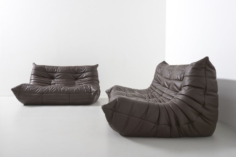 modest furniture vintage 1846 togo ligne roset brown leather 02