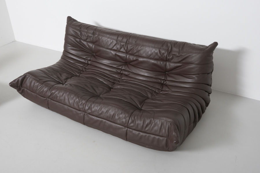 modest furniture vintage 1846 togo ligne roset brown leather 04