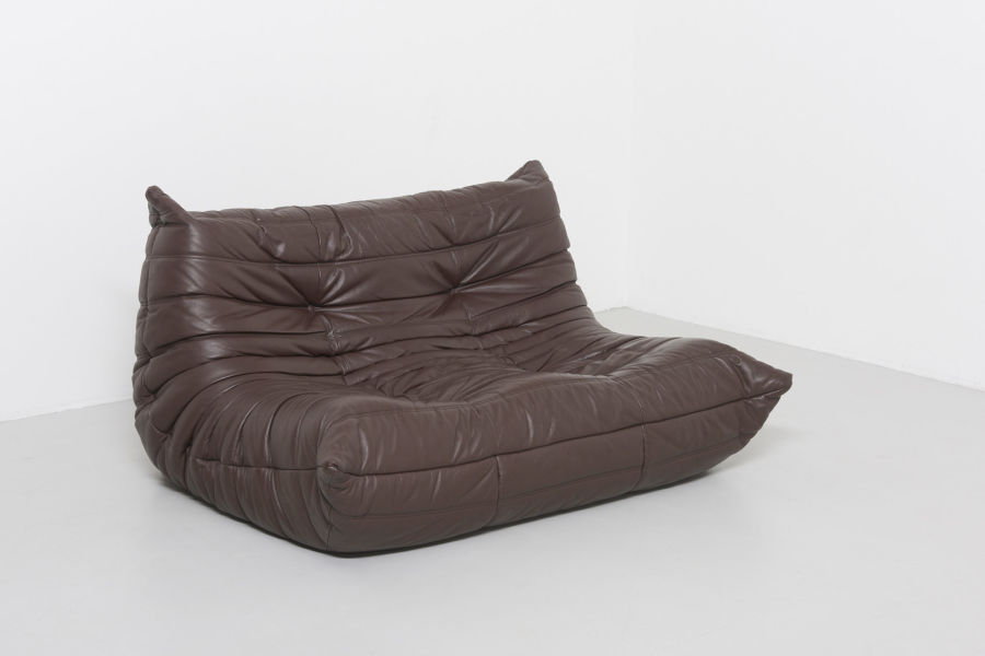 modest furniture vintage 1846 togo ligne roset brown leather 12