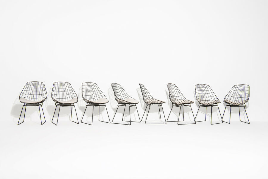 SET OF 8 - 'SM05' WIRE CHAIRS Cees Braakman Pastoe