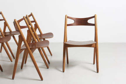 modest furniture vintage 1825 hans wegner sawbuck chairs teak and oak carl hansen 02