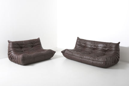 modest furniture vintage 1846 togo ligne roset brown leather 01