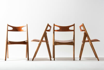 SET SAWBUCK DINING CHAIRS Hans J. Wegner Carl Hansen & Søn